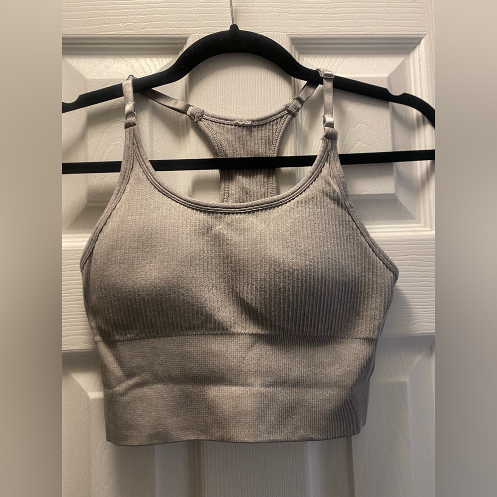 Balance Athletica Gray Ribbed Sports Bra